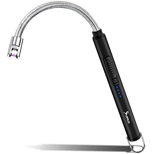 SUPRUS Electric Lighter Candle Lighter USB Type C Rechargeable Lighter Steel Shell & Hanging Hook with 360° Flexible Neck(Black) - CookCave