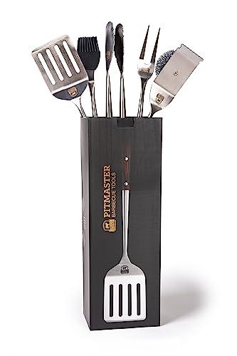 Certified Angus Beef Premium Grilling Set - 5 Piece Heavy Duty Stainless Steel Grill Tool Set with Pakkawood Handles for BBQ Accessories, Tailgating, and Smoker Accessories - CookCave