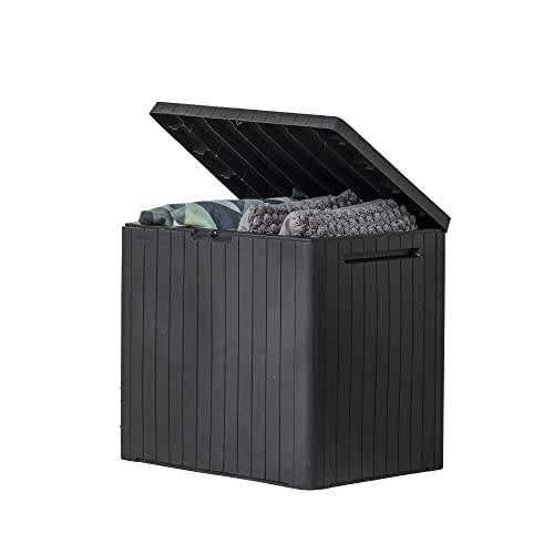 Keter City 30 Gallon Resin Deck Box for Patio Furniture, Pool Accessories, and Storage for Outdoor Toys, Grey - CookCave