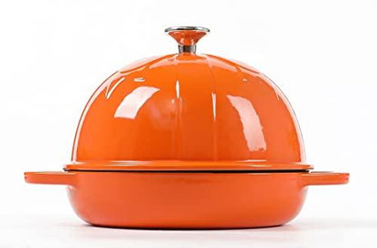 HAWOK Cast Iron Bread Cloche, Dia. 7.8inch/20cm, Sourdough Baking Pan Enameled Orange - CookCave