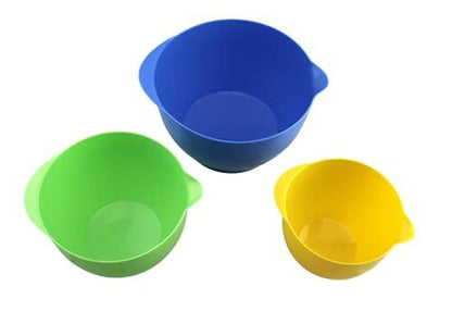 Dependable Industries inc. Essentials 3 Piece Storage and Batter Mixing Bowl Set with Lids Nesting with Pouring Spout and Handle Ideal for Mixing and Food Storage - CookCave