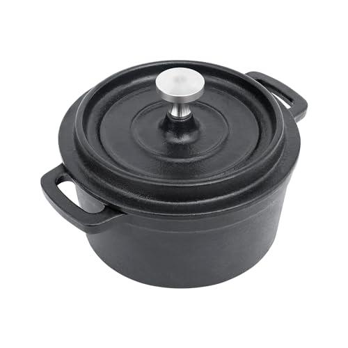 Flavehc Mini Cocotte 8 oz Mini Dutch Oven 0.25 qt. Cast Iron Garlic Roaster for Oven Garlic Confit Pot Ramekins with Lids Oven Safe Set of 2, Black - CookCave