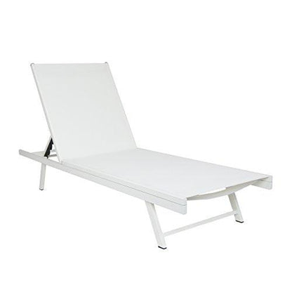 Christopher Knight Home Simon Outdoor Aluminum and Mesh Chaise Lounge, White/White - CookCave