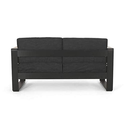 Christopher Knight Home Giovanna Outdoor LOVESEAT, Dark Gray + Natural + Black Anodize - CookCave