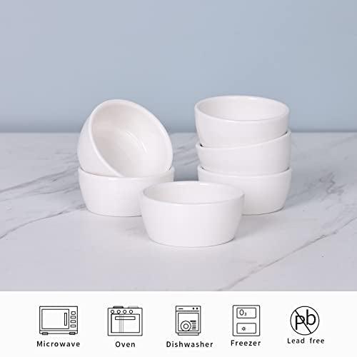 HAOTOP Mini Porcelain Ramekins 1.5 oz Set of 6,Small Ceramics Souffle Dish 30ml White - CookCave