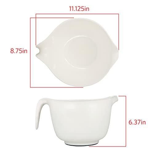 GLAD Mixing Bowl with Handle – 3 Quart | Heavy Duty Plastic with Pour Spout and Non-Slip Base | Dishwasher Safe Kitchen Supplies for Cooking and Baking, White - CookCave