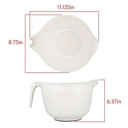 GLAD Mixing Bowl with Handle – 3 Quart | Heavy Duty Plastic with Pour Spout and Non-Slip Base | Dishwasher Safe Kitchen Supplies for Cooking and Baking, White - CookCave