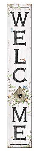 My Word! Welcome Birdhouse Porch Board Welcome Sign and Porch Leaner for Front Door Porch Deck Patio or Wall - Indoor Outdoor Spring & Summer Farmhouse Rustic Vertical Porch and Yard Decor – 8”x46.5” - CookCave