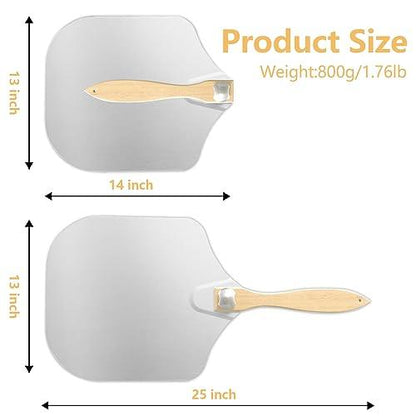 Luvan Aluminum Metal Pizza Peel with Foldable Wooden Handle,12x14 Inch Aluminum Pizza Peel,Pizza Paddle Foldable Pizza Peel Pizza Spatula Paddle Pizza Spatula for Oven,Baking Homemade Pizza Bread - CookCave