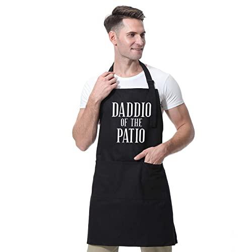 Miracu Grill Apron for Dad - Daddio of The Patio - Dad Gifts from Daughter, Son - Funny Valentines Day, Birthday Gifts for Dad, Father in Law, Step Dad, Best Dad - Dad Apron for Grilling BBQ Cooking - CookCave