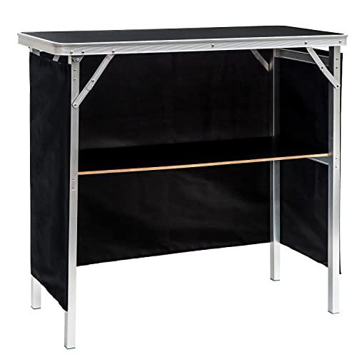 Trademark Innovations Skirt and Carrying Case Included Portable Bar Table, 1 Shelf, Silver - CookCave