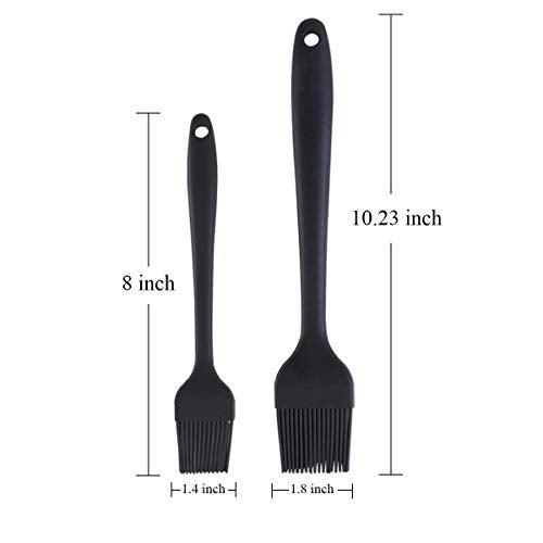 MIFASOO 2 Pack Heat Resistant Silicone Basting Brush,Black Long Handle Pastry Brush for Grilling, Baking, BBQ and Cooking - CookCave