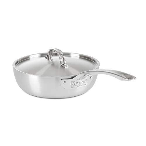 Viking Culinary Professional 5-Ply Stainless Steel Saucier Pan, 3 Quart, Includes Lid, Dishwasher, Oven Safe, Works on All Cooktops including Induction - CookCave