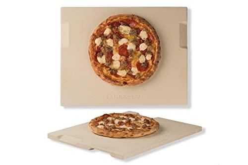 ROCKSHEAT Pizza Stone 12in x 15in Rectangular Baking & Grilling Stone, Perfect for Oven, BBQ and Grill. Innovative Double - faced Built - in 4 Handles Design - CookCave