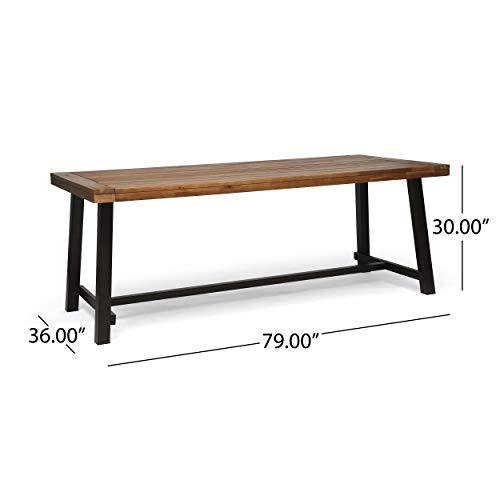 Great Deal Furniture Beau Outdoor Eight Seater Wooden Dining Table, Teak and Rustic Metal Finish - CookCave