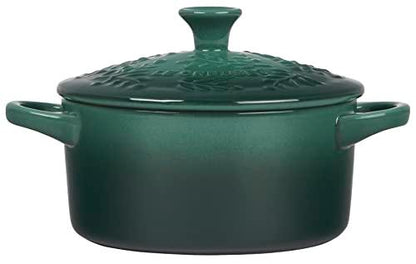 Le Creuset Olive Branch Collection Stoneware Mini Round Cocotte, 24 oz., Artichaut with Embossed Lid - CookCave