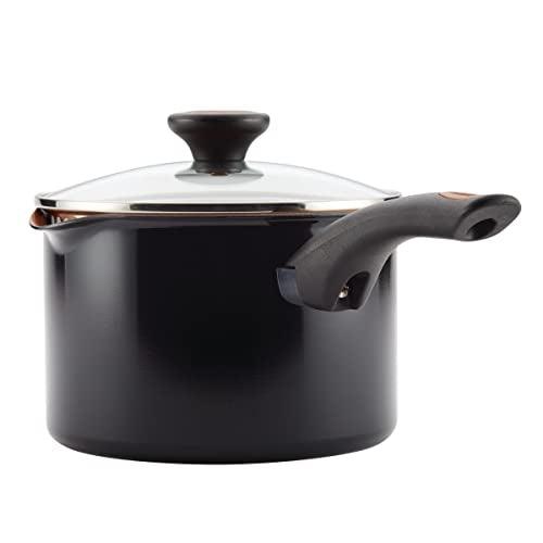 Farberware Glide Nonstick Sauce Pan/Saucepan with Straining and Lid, 3 Quart, (Black) - CookCave