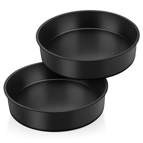 TeamFar 8 Inch Cake Pan, Round Baking Layer Cake Pan Set of 2, with Non-Stick Coating Stainless Steel Core for Birthday, Party, Wedding, Healthy & Heatproof, Release Easily & Easy Clean - CookCave