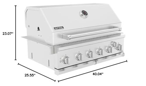 Spire Premium Grill Built-in Head, 6-Burner with Rear Burner Propane Grill, Convertible to Natural Gas, 36 inches Built-In Island Grill Head, Stainless Steel, BBQ Grill Island - CookCave