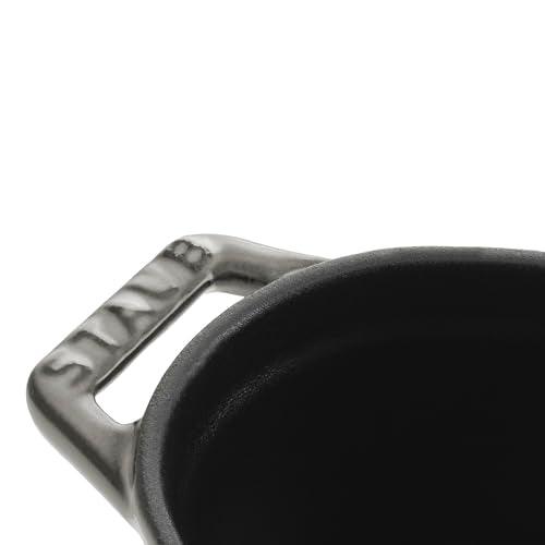STAUB Cast Iron Oval Mini Cocotte, 11cm, Graphite Grey - CookCave
