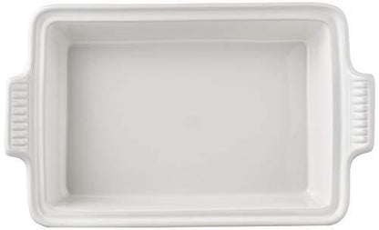 Le Creuset Stoneware Heritage Covered Rectangular Casserole, 4 qt. (12" x 9"), White - CookCave