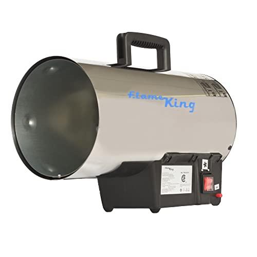 Flame King 60,000 BTU Portable Propane Forced Air Heater Outdoor Great for Jobsite, Construction, Garage, Patio, Stainless Steel - CookCave