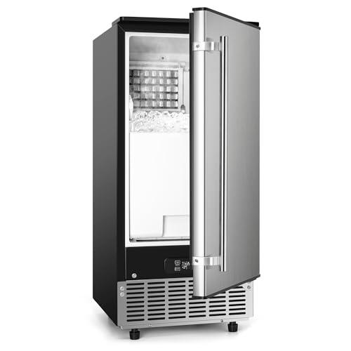 Euhomy Commercial Ice Maker Machine, 79 Lbs/Day Ice Making Stainless Steel Under Counter Ice Maker with 24 Lb Storage, Built-in Freestanding Ice Maker for Commercial and Home Use - CookCave
