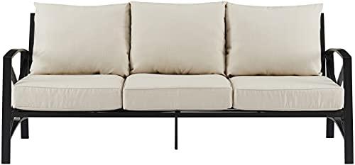 Crosley Furniture KO60027BZ-OL Kaplan Outdoor Metal Sofa, Oiled Bronze with Oatmeal Cushions - CookCave