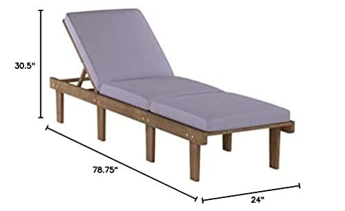 Christopher Knight Home Alisa Outdoor Acacia Wood Chaise Lounge (Set of 2), Grey Finish/Dark Grey Cushion - CookCave
