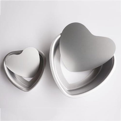 LoveDeal 2Pcs Heart Shaped Cake Pans 4 Inch and 6 Inch with Removable Bottom, Small Heart Baking Pans, Heart Shape Cake Molds, Cheesecake Pans for Cakes and Brownies, Oven Baking - Aluminum - CookCave