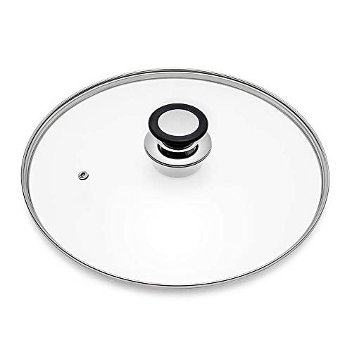 Glass Lid for Frying Pan, Fry Pan, Skillet, Pan Lid with Handle Coated in Silicone Ring,12"/30cm, Clear - CookCave