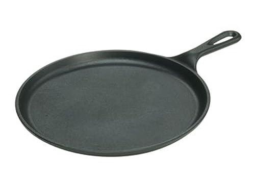 Lodge L9OG3 Cast Iron Round Griddle, Pre-Seasoned, 10.5-inch - CookCave