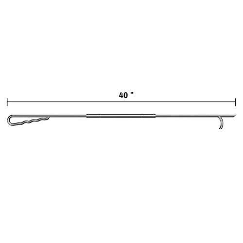 Skyflame 40 Inch Stainless Steel Fire Stoker Poker Stick for Fireplace and Fire Pit - Heavy Duty Campfire Tools and Accessories - Extra Long Cover Lid Lifter - CookCave