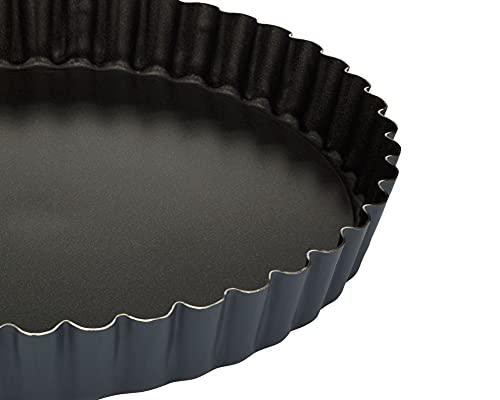 Matfer Bourgeat Exopan Fluted Tart and Quiche Pan with Removable Bottom, 9 1/2" Diameter, Dark Gray - CookCave