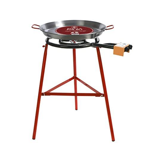 Gourmanity Made By Garcima, Paella Burner And Stand Set With 19.5 inch Carbon Steel Paella Pan, Paella Kit From Spain, Paella Pan And Burner Set Imported From Spain - CookCave