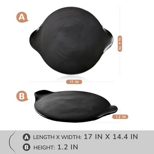 VIREESR 17"x14.4"Large Pizza Stone for Oven,Grill,Smoker,Non-Stick Glazed,Made of 100% Natural Cordierite Ceramic,Perfect for Pizza and Anything You Like,Unbreakable Packaging(Black 5.2LB) - CookCave