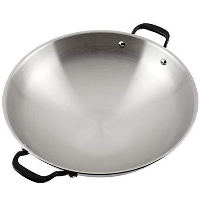 KitchenAid 5-Ply Clad Polished Stainless Steel Wok,15 Inch - CookCave