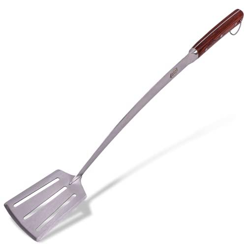 Grill Spatula Super Long 24-inch for Grilling Barbecue and Griddle | Extra Long Stainless Steel Spatula with Large Blade for Fire Pit | Heavy Duty Extra Strong Wide Blade Spatula for Outdoor Kitchen - CookCave