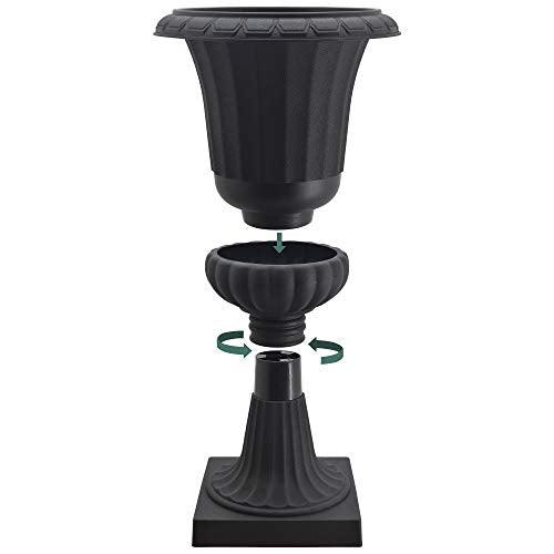 Arcadia Garden Products PL50BK-2 Deluxe Plastic Urn(Pack of 2), Black - CookCave