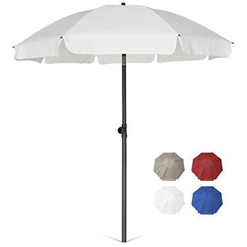 AMMSUN Patio Umbrella Market Table Umbrella 6.5 ft Tilt Steel Pole UPF50+ Protection, Great for Outdoor Garden Backyard, Elegant White - CookCave