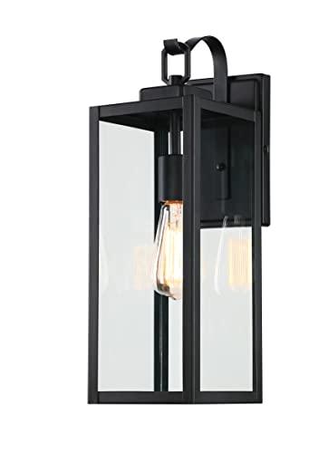 Pia Ricco Large Size Outdoor Wall Lights, 18 Inch Oversized Matte Black Exterior Light Fixture with Clear Glass, Waterproof Front Porch Lighting, Modern Sconces Lantern for House, Garage, ETL Listed - CookCave