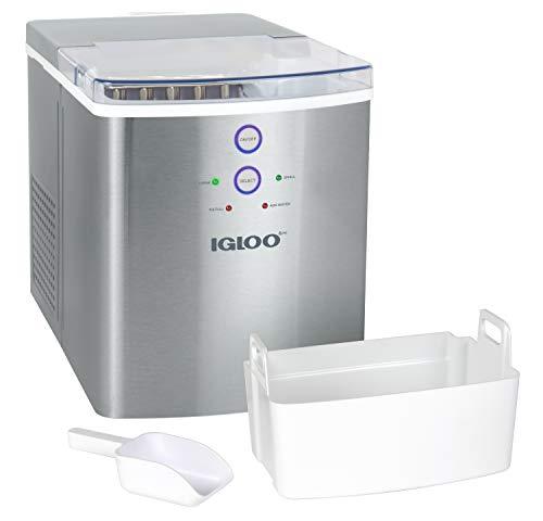 Igloo Electric Countertop Ice Maker Machine - Automatic and Portable - 33 Pounds in 24 Hours - Ice Cube Maker - Ice Scoop and Basket - Ideal for Iced Coffee and Cocktails - Stainless Steel - CookCave