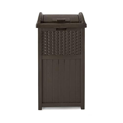 Suncast 33 Gallon Hideaway Can Resin Outdoor Trash with Lid Use in Backyard, Deck, or Patio, 33-Gallon, Brown - CookCave