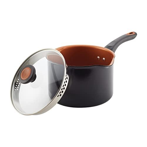 Farberware Glide Nonstick Sauce Pan/Saucepan with Straining and Lid, 3 Quart, (Black) - CookCave