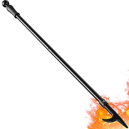 Fire Pit Poker, 46 Inch Extra Long Outdoor Fire Poker for Fireplace, Fire Pit, Campfire, Wood Stove and Indoor Use, Heavy Duty Wrought Steel Campfire Poker Tool, Rust-Resistant Black Finish - CookCave