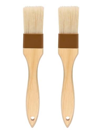 Pastry brush,Basting brush for Cooking,Natural Bristle BBQ Brush for Oil & Sauce,Wooden Handle Food Brush for Baking,Easy Clean Butter Egg Wash Brush,Durable Kitchen Culinary Utensil (2 Pack 1") - CookCave