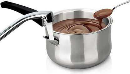 Ibili Stainless Steel All in One Piece Double Boiler Pot Including Lid - Double-Walled with Built in Space to Insert Water for Melting Chocolate, Candy and Candle Making, 1.05 quart Capacity (Sliver) - CookCave