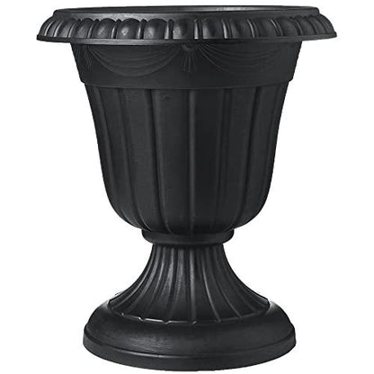 Arcadia Garden Products PL20BK Classic Traditional Plastic Urn Planter Indoor/Outdoor, 10" x 12", Black - CookCave