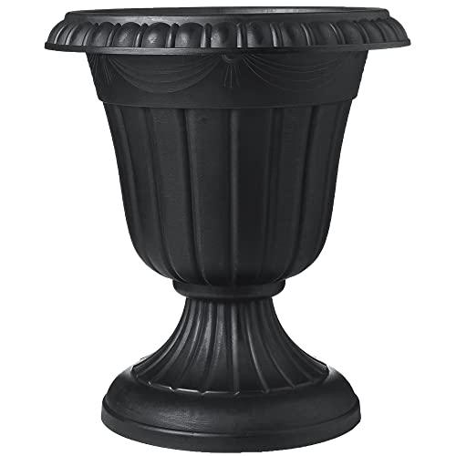Arcadia Garden Products PL20BK Classic Traditional Plastic Urn Planter Indoor/Outdoor, 10" x 12", Black - CookCave
