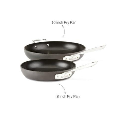All-Clad HA1 Hard Anodized Nonstick Fry Pan Set 2 Piece, 8, 10 Inch Induction Oven Broiler Safe 500F, Lid Safe 350F Pots and Pans, Cookware Black - CookCave